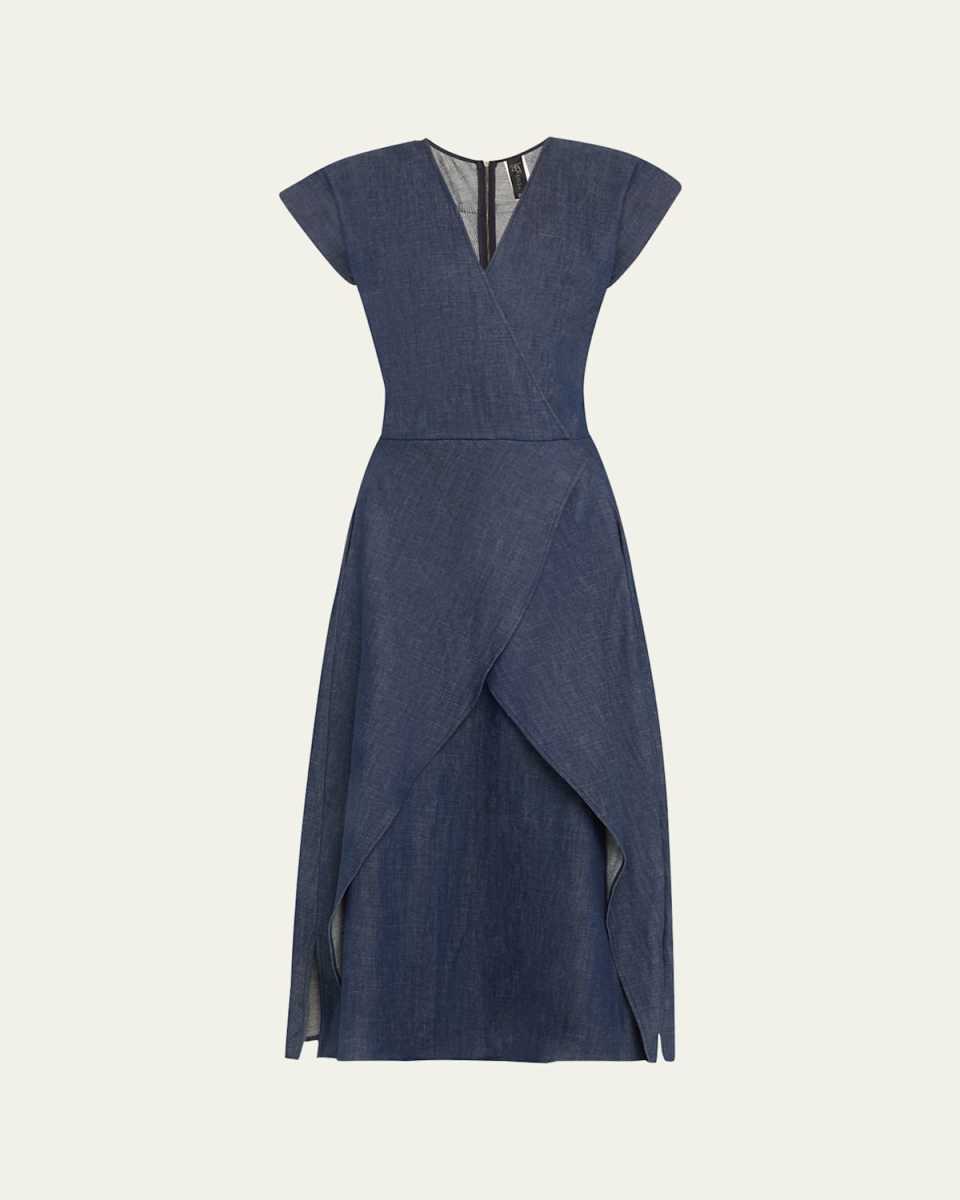 Mido Long Chambray Wrap Dress